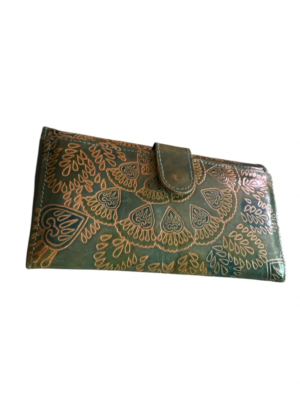 Teal Embossed Leather Journal with Copper Accents - Picture 4 of 7